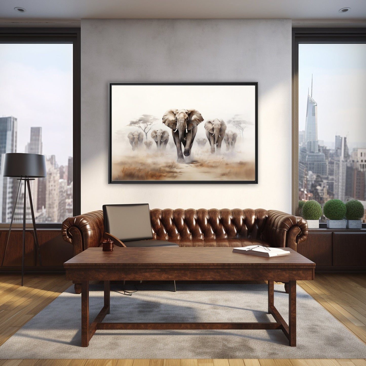 Elephant Stampede Wall Art_Office Decor