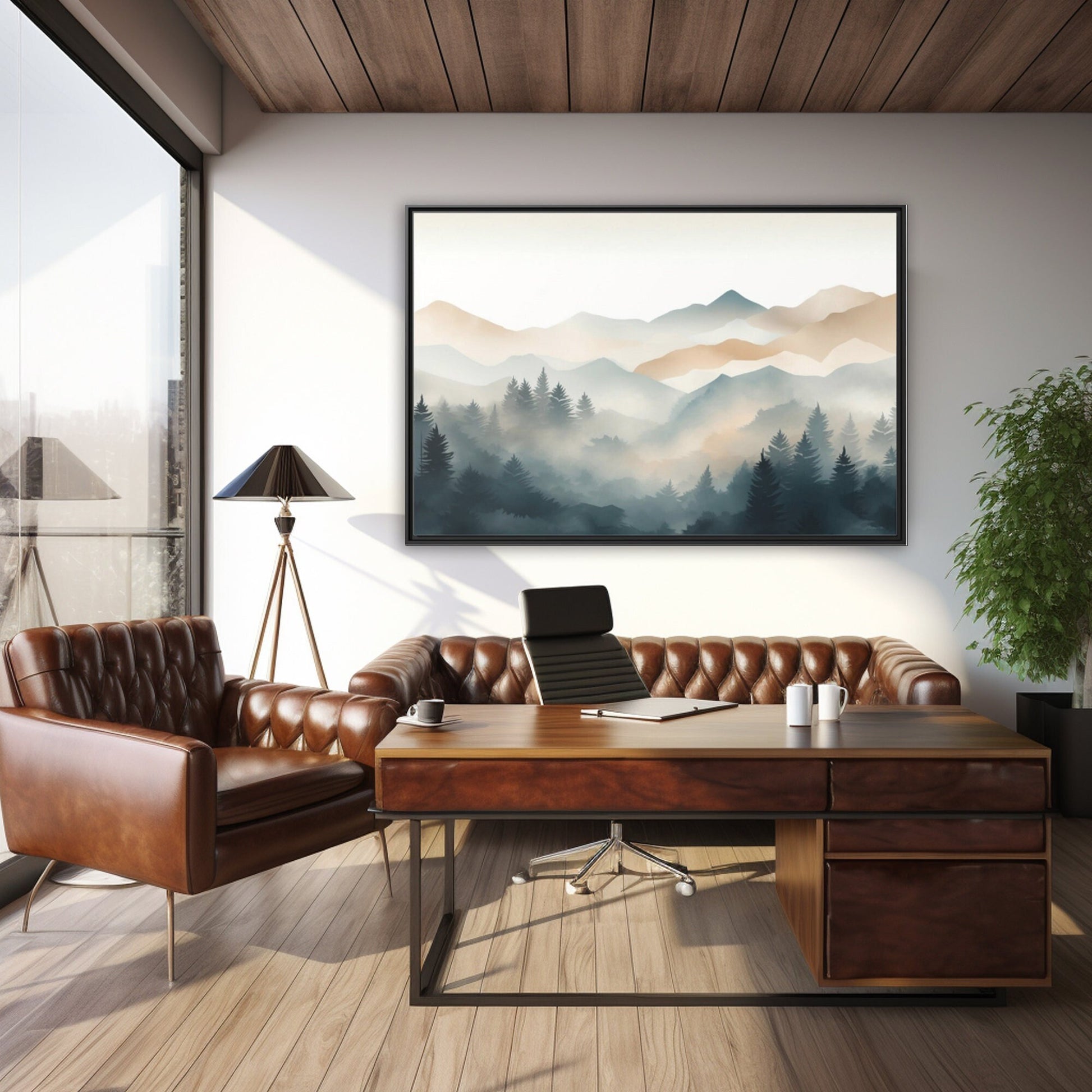 Abstract Painting Wall Art, Foggy Morning_Office Decor