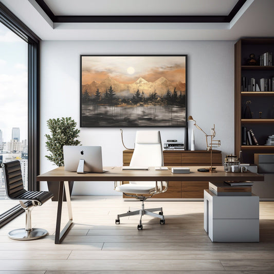 Abstract Painting, Golden-Lakeview_Office Decor