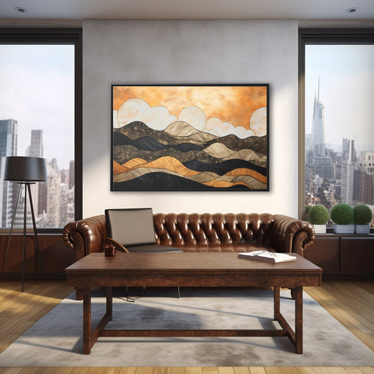 Abstract Painting Wall Art, Cloud-Mountain_Office Decor