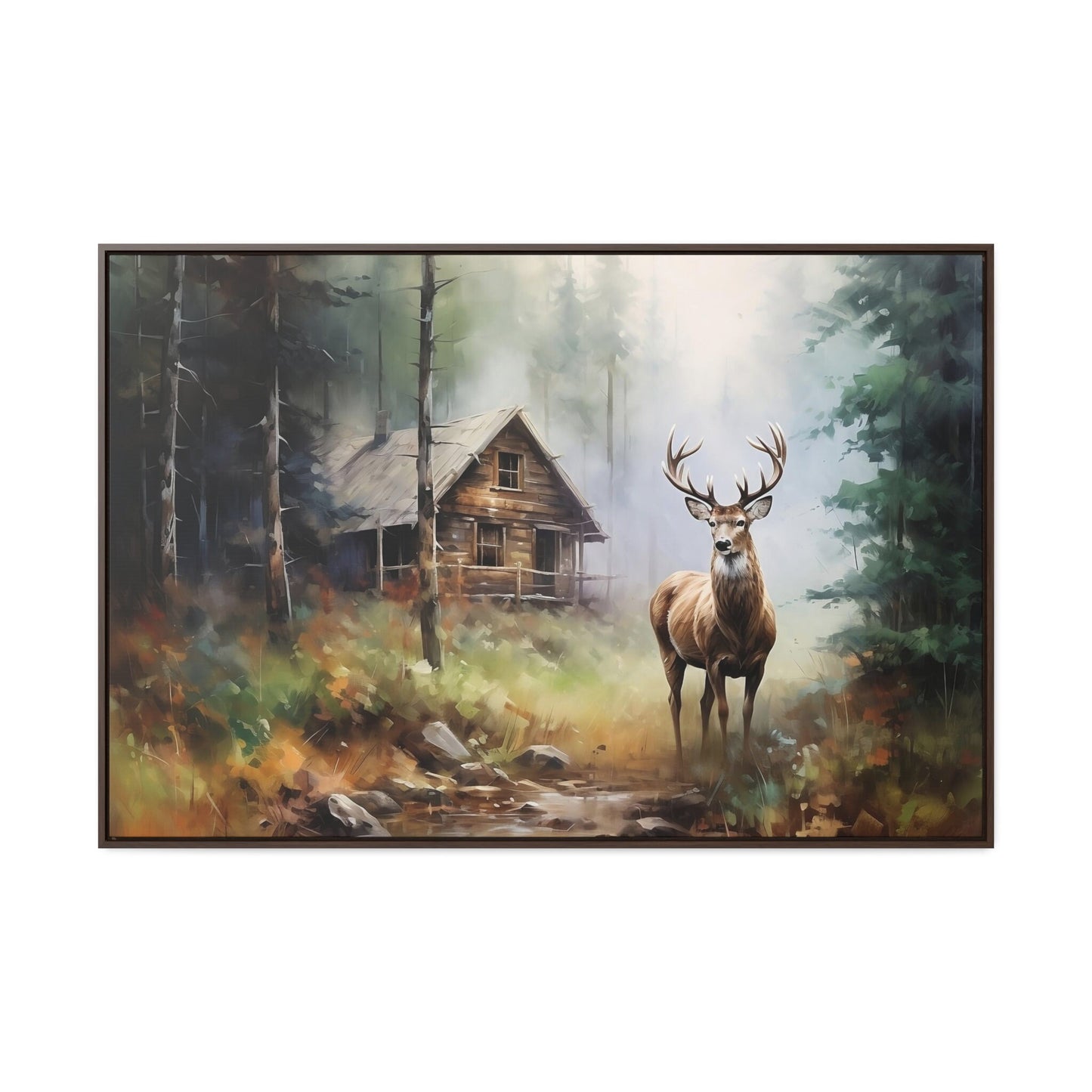 Deer log cabin Nature-scape_Front View