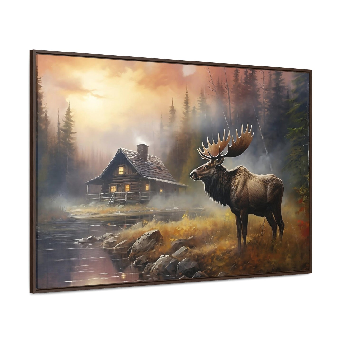 Moose log cabin Sunset Nature-scape_Side view