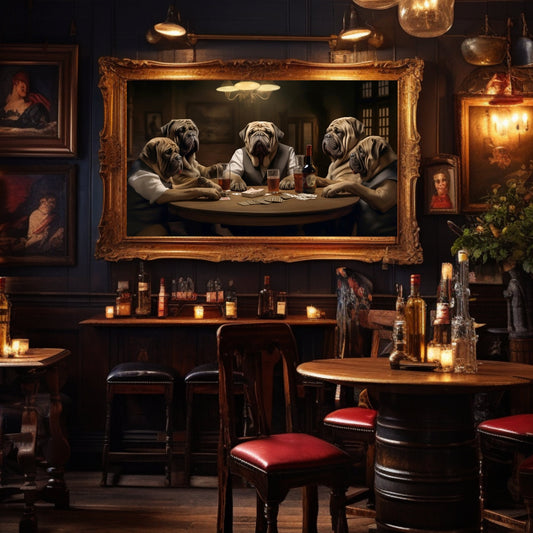 Texas Holdem English Mastiffs Poker_Bar Decor