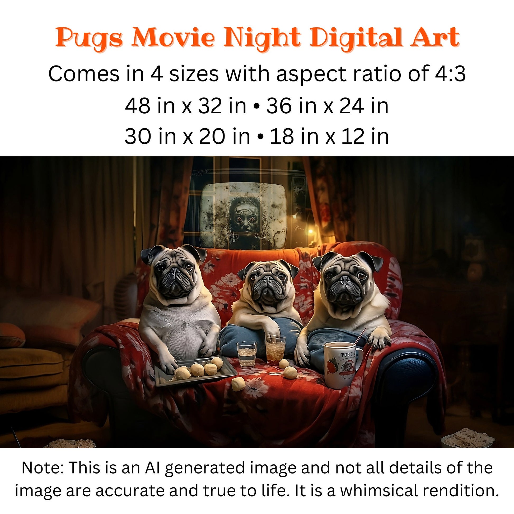 Pop Corn & Pugs Movie Night Poster_Sizes