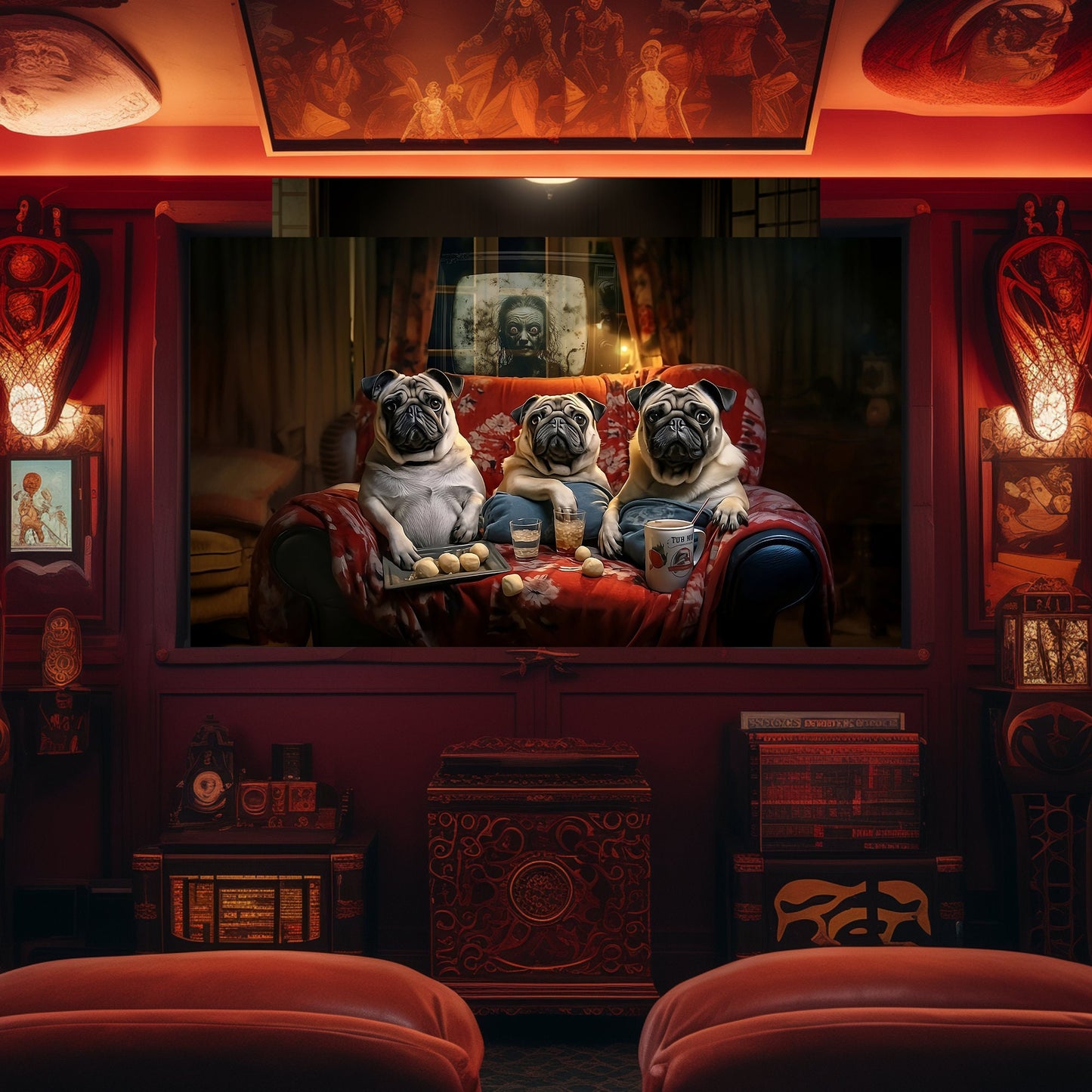 Pop Corn & Pugs Movie Night Poster_Lounge Decor