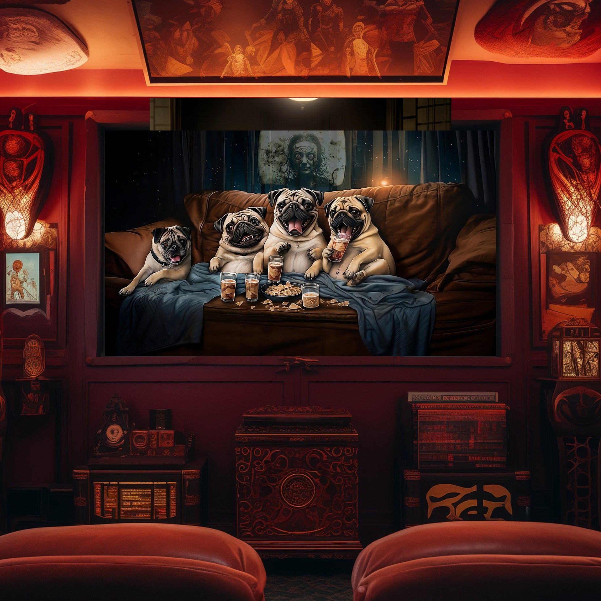 Pugs Movie Night Digital Poster