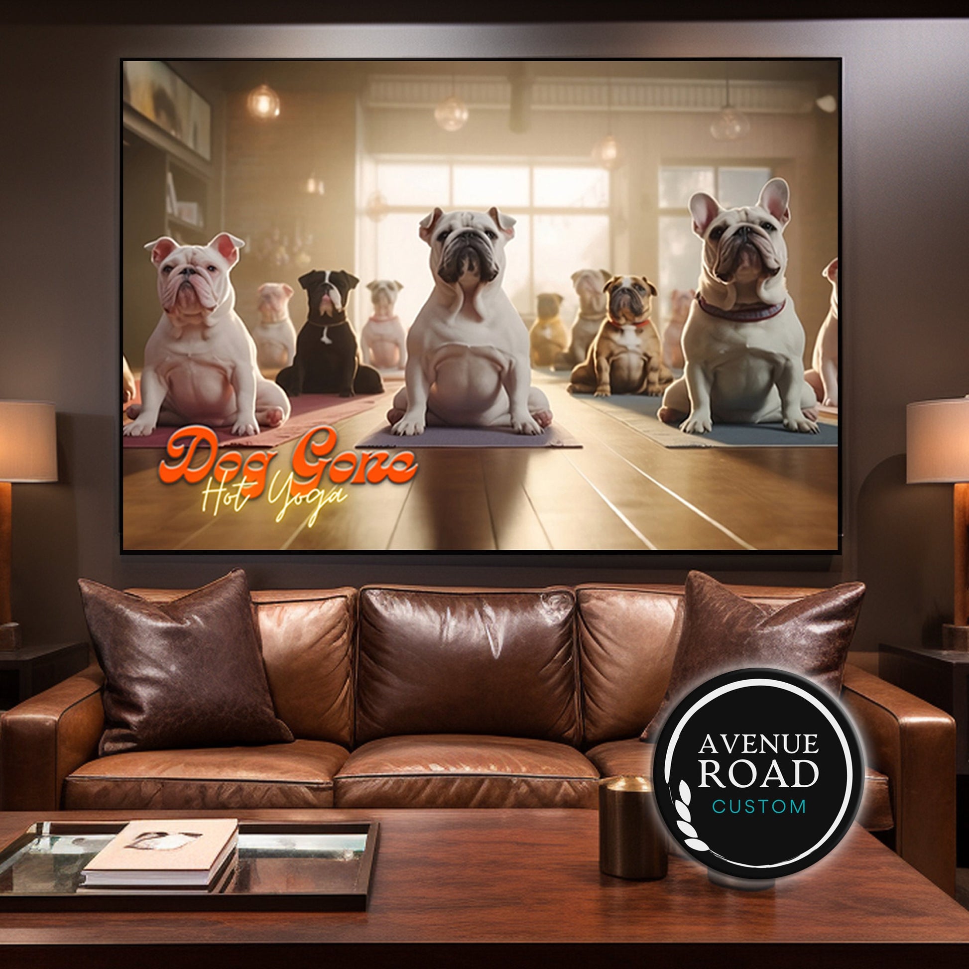 English Bulldog Yoga Class_Living Room Decor