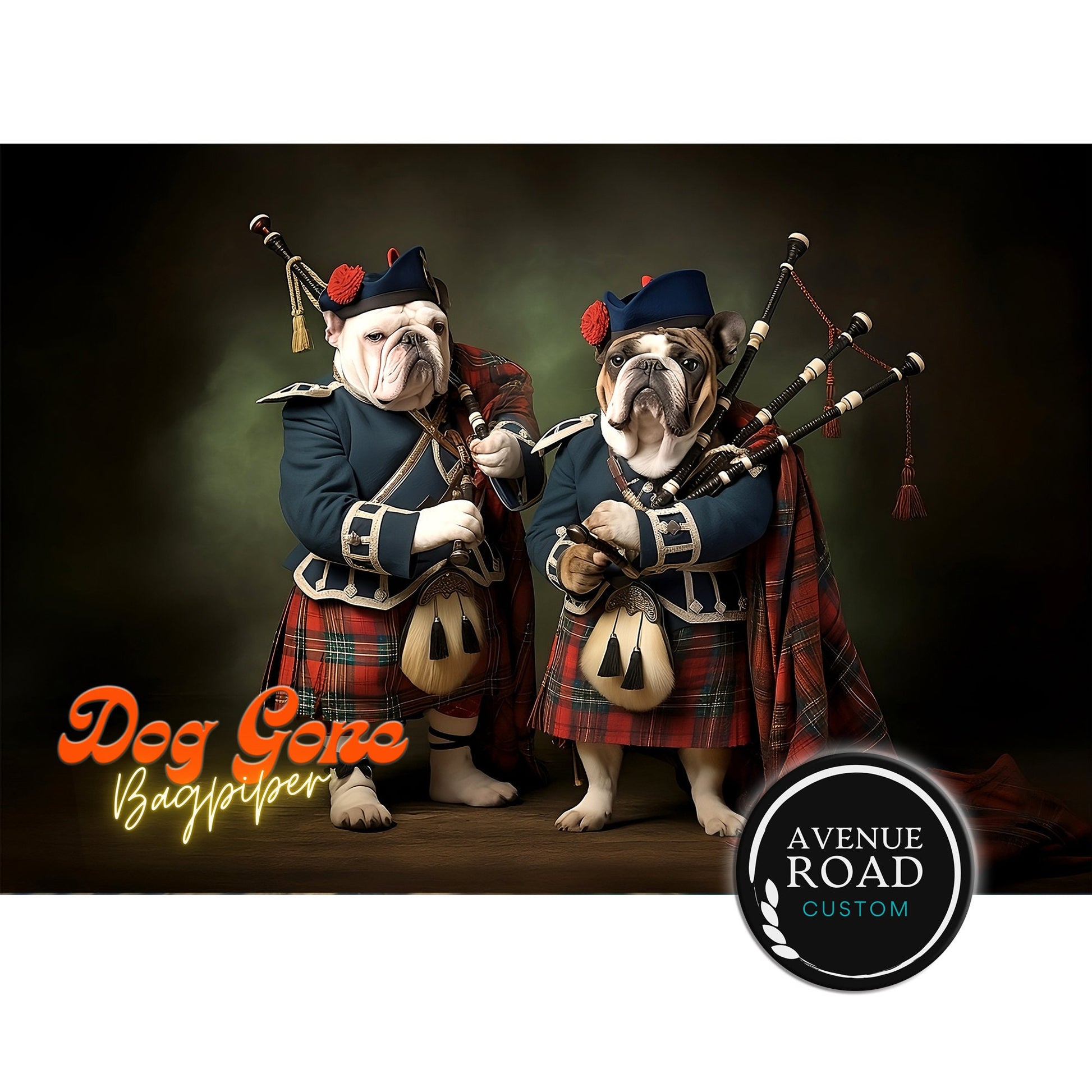 English Bulldog Bag Pipes_Digital Poster