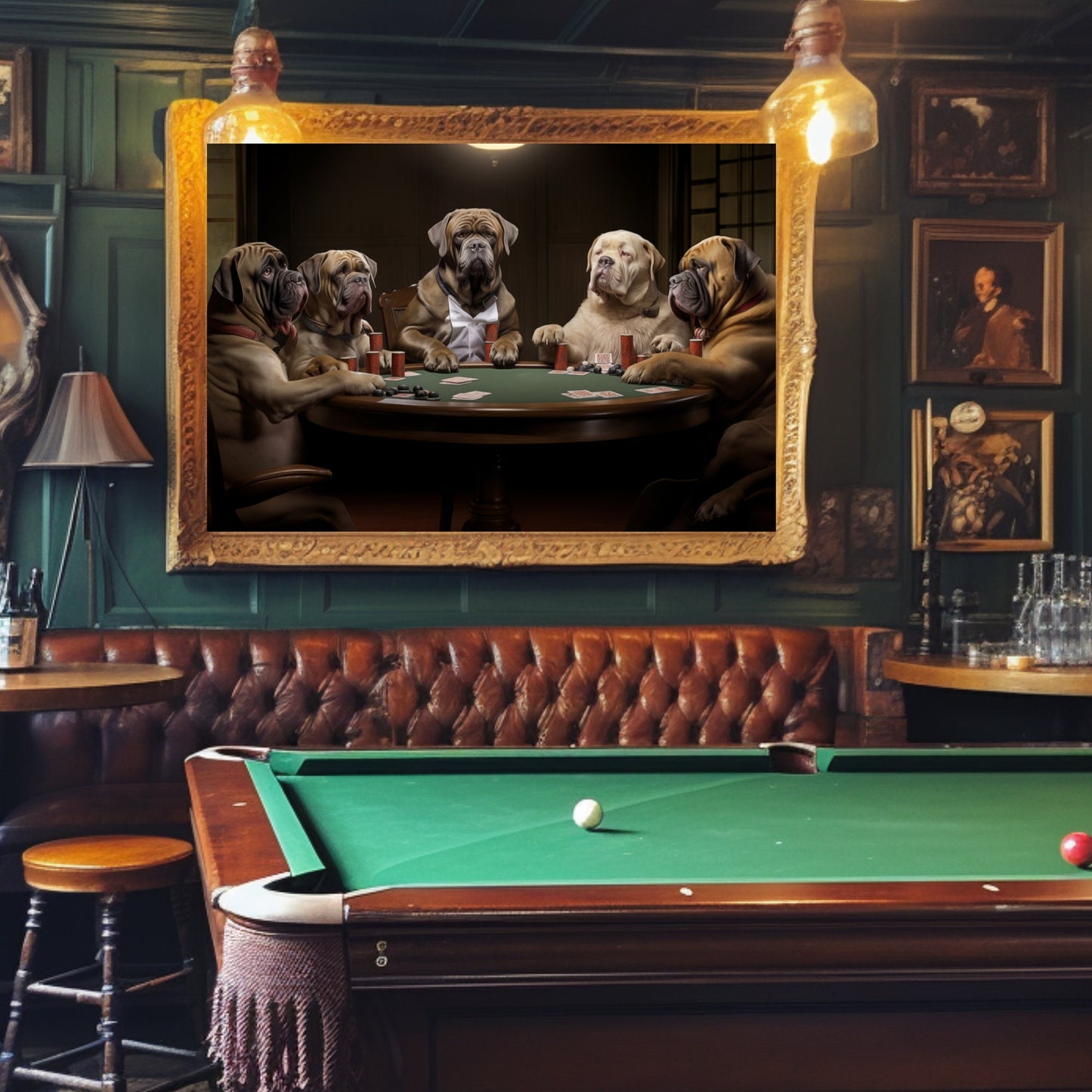 English Mastiffs Poker Game_Man Cave Decor