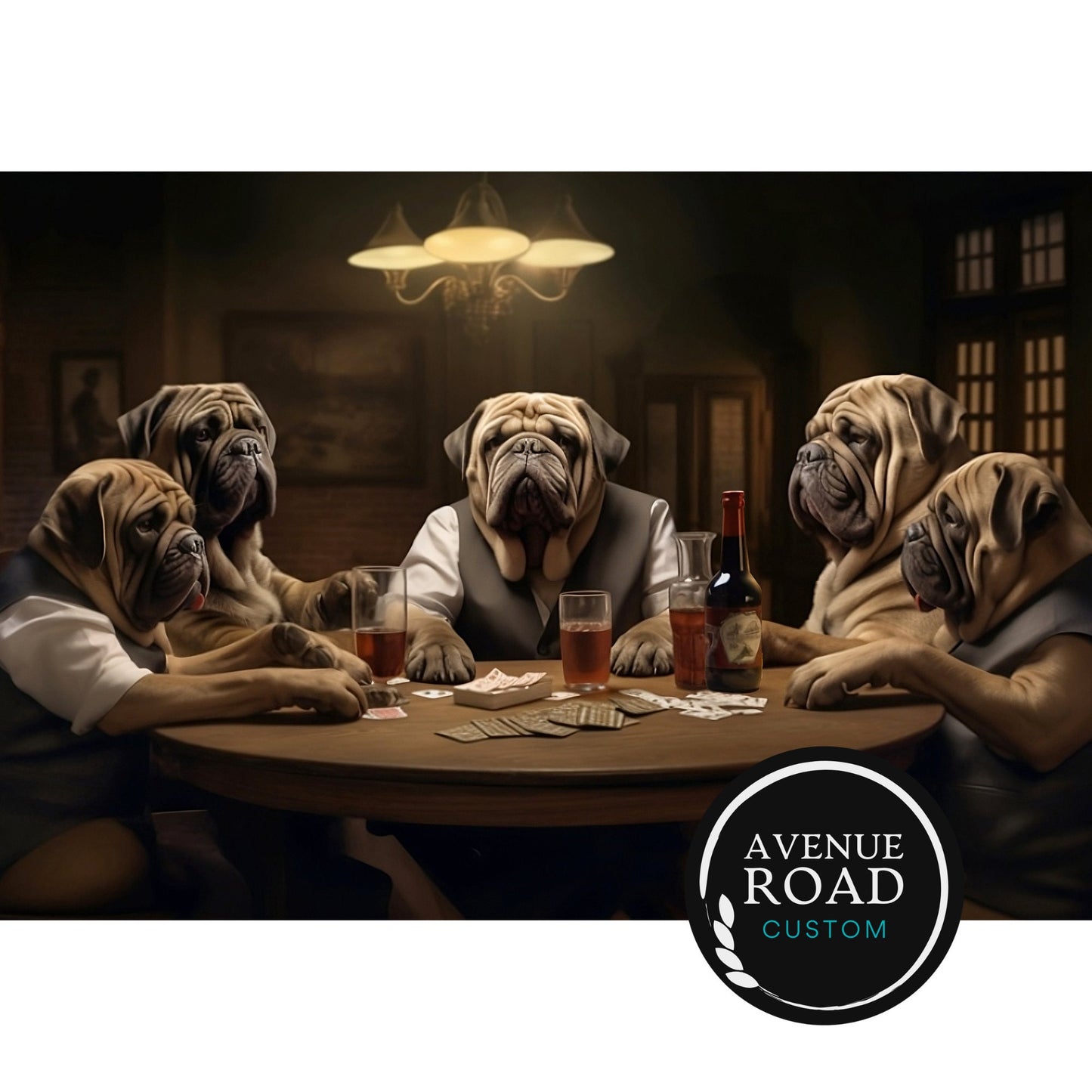 Texas Holdem English Mastiffs Poker_Digital Poster