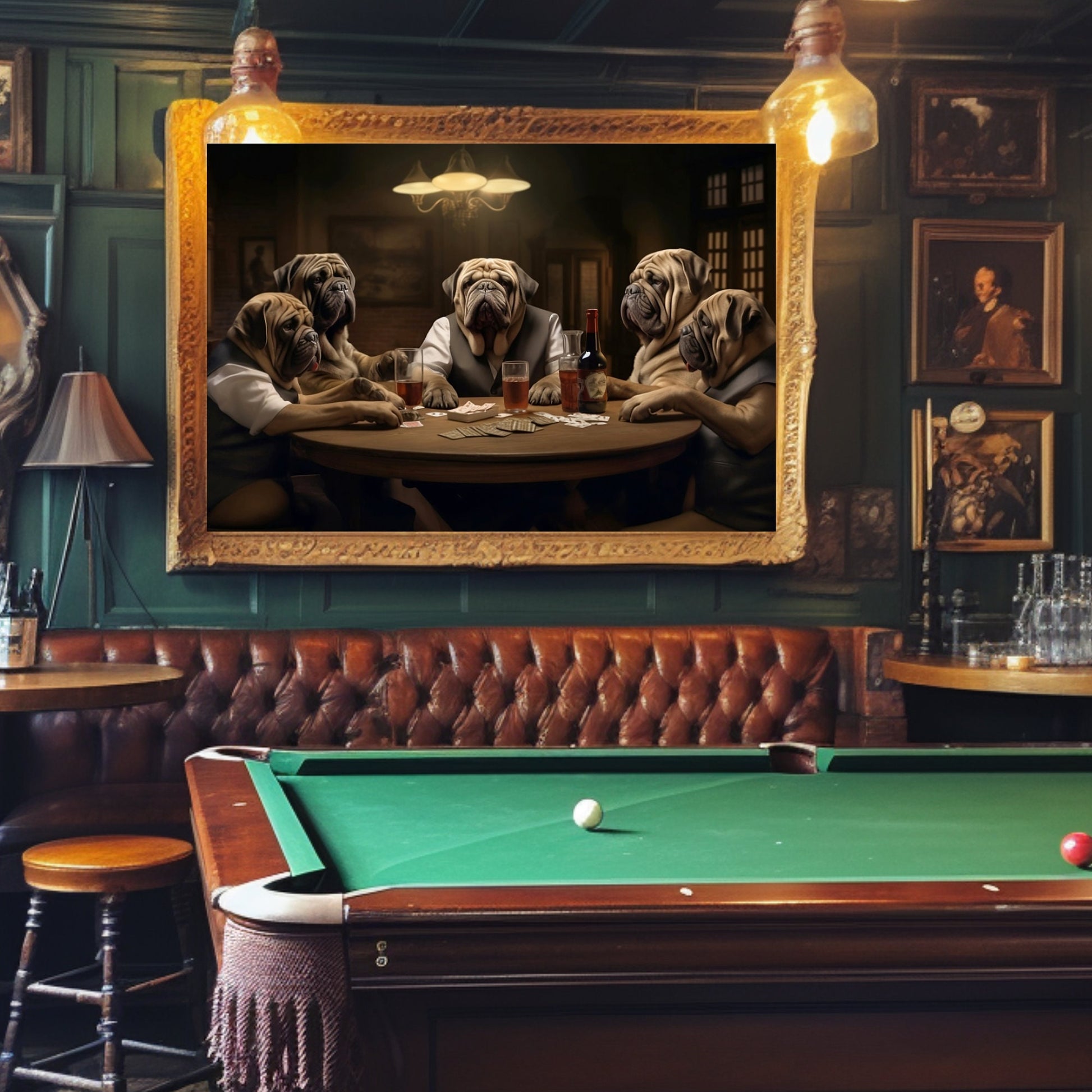 Texas Holdem English Mastiffs Poker_Man Cave Art