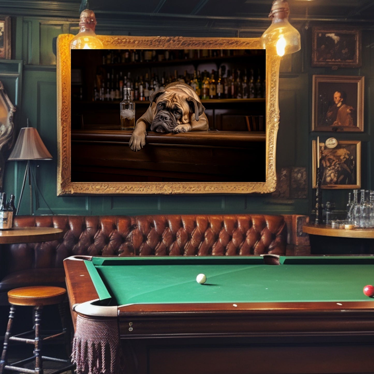 Bull Mastiff Whiskey Bar_Man Cave Art