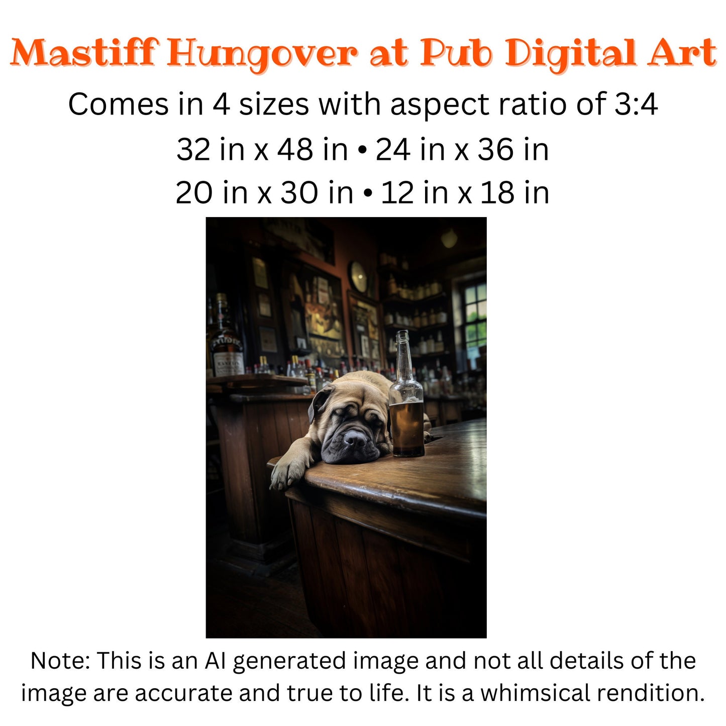 Bull Mastiff Hungover at Bar_Size Chart