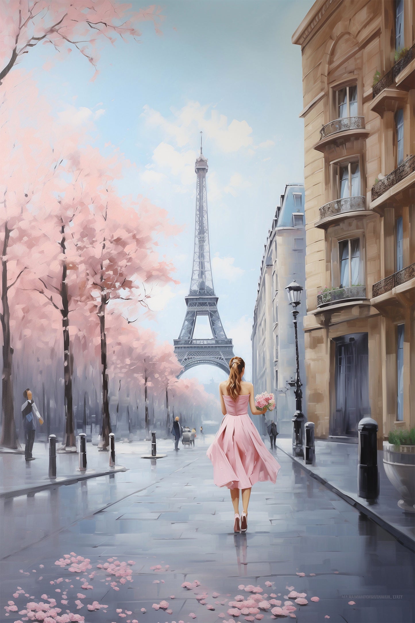 Pretty in Pink in Paris Digital Wall Art_Poster Close up