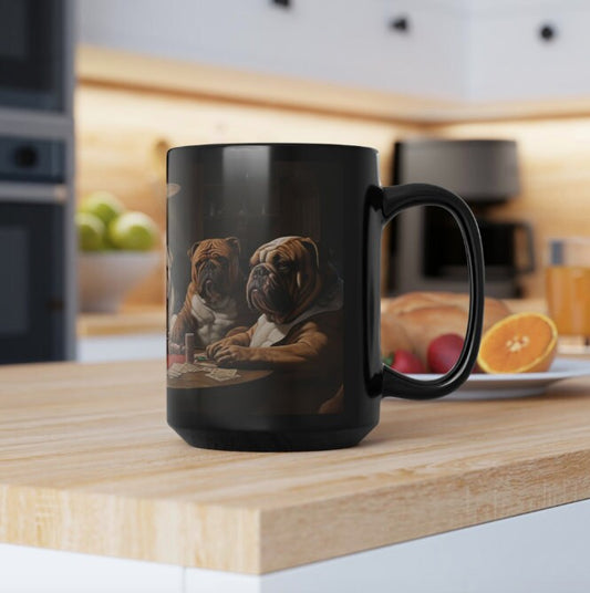 Bulldog Poker Black Mug_Kitchen Mockup