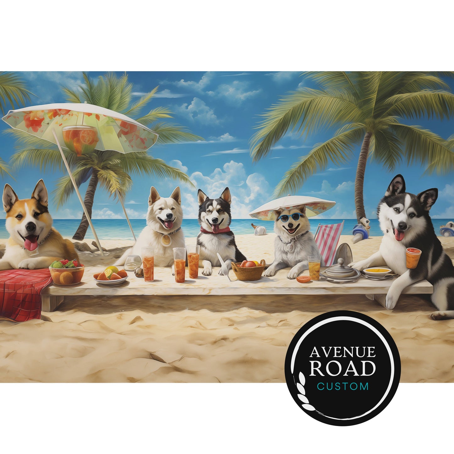 Tropical Husky Retreat Digital Poster