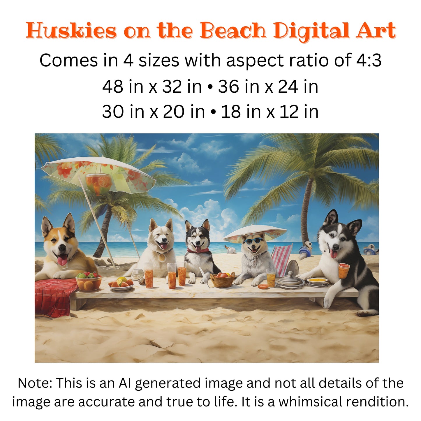 Tropical Husky Retreat Digital Poster_Sizes