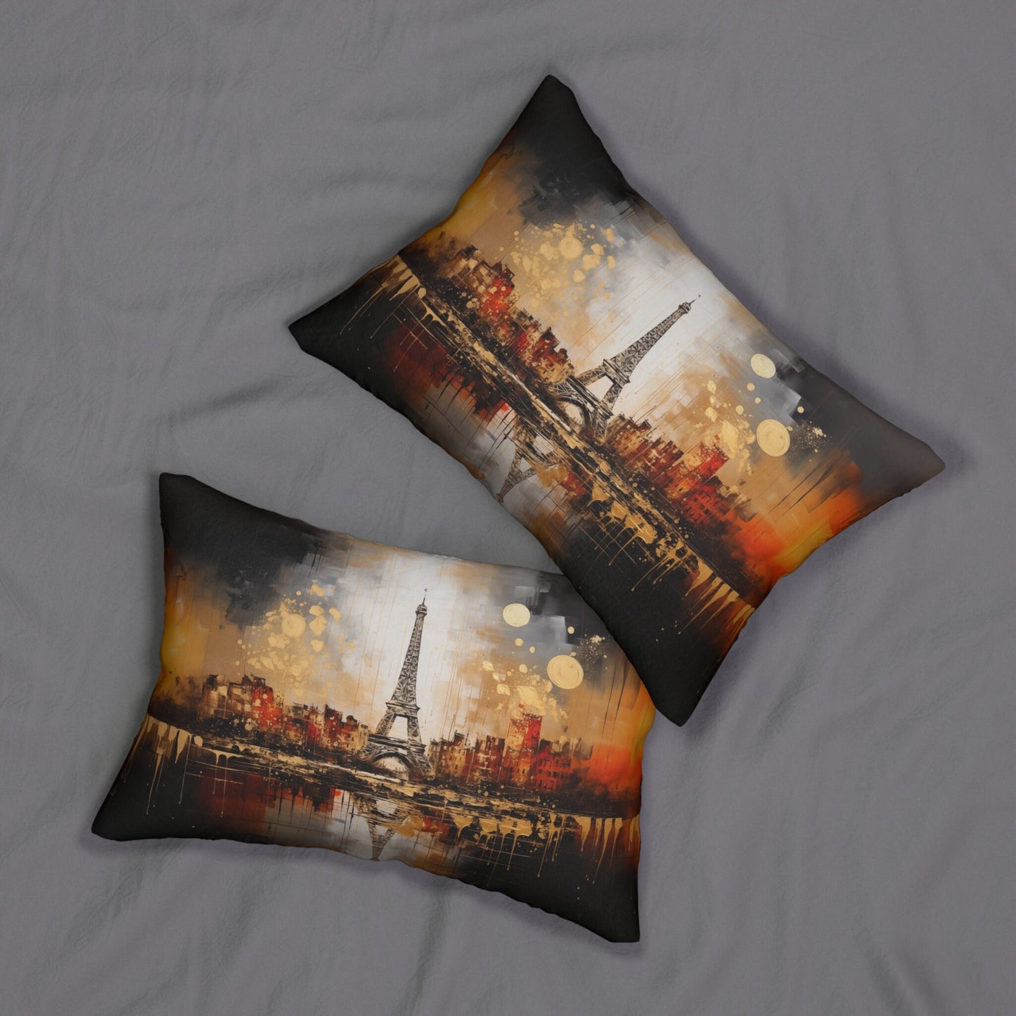 Paris Night Eiffel Tower Pillow_Front and Back Mockup