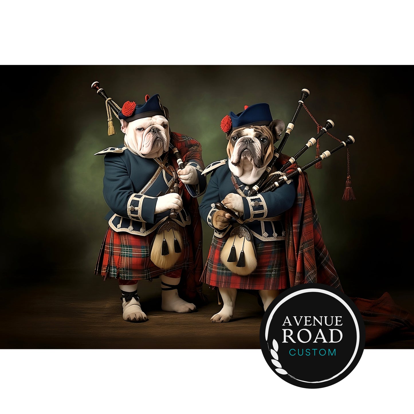 English Bulldog Bagpipers_Digital Poster