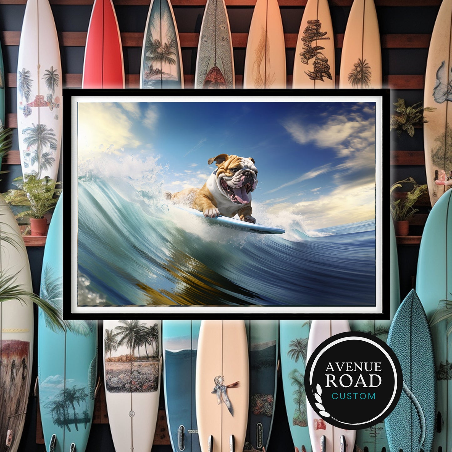 Surfing Bulldog (Digital Wall Art)