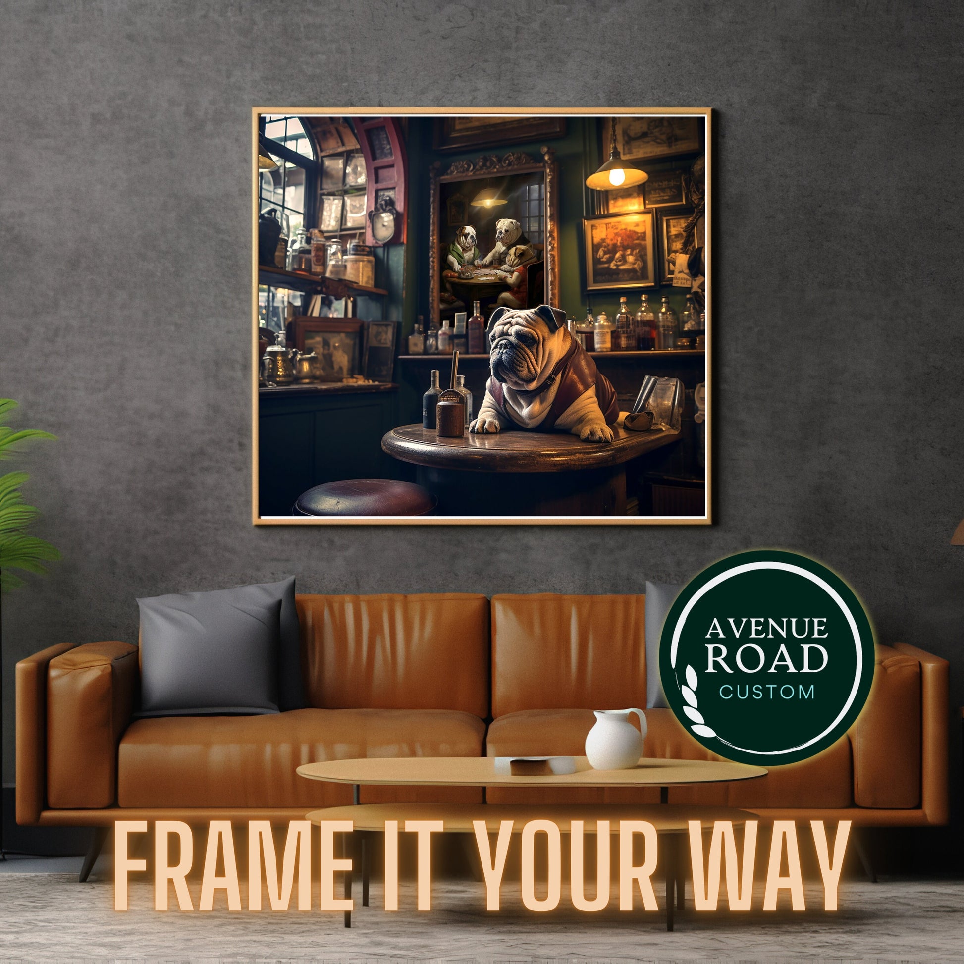 English Bulldog Pub Scene_Home Decor