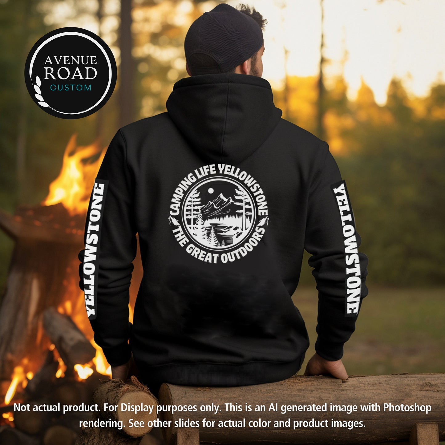 Outdoor Camping Sleeve Printed hoodie_Black_Back side