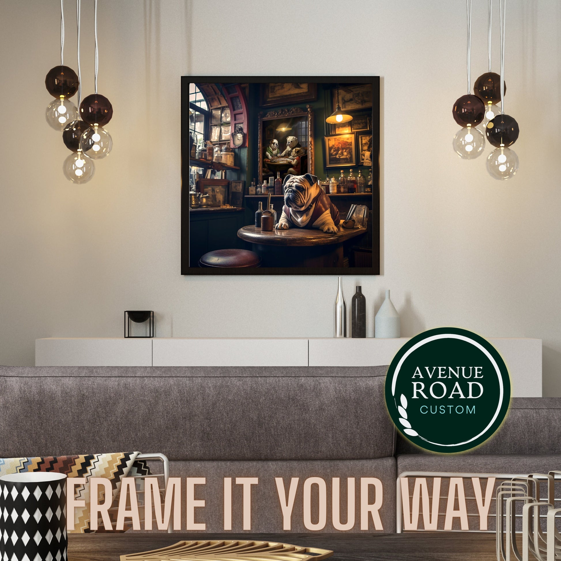 English Bulldog Pub Scene_Man Cave Art