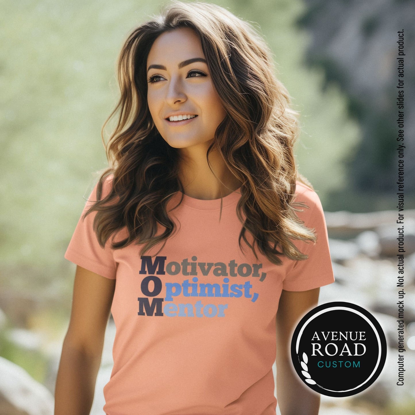 Motivator, Optimist, Mentor Tee shirt for MOM_Heather Peach