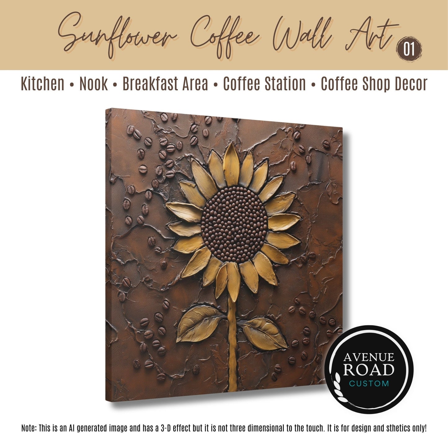 Sunflower Coffee Bean Wall Art_Coffee Shop Decor