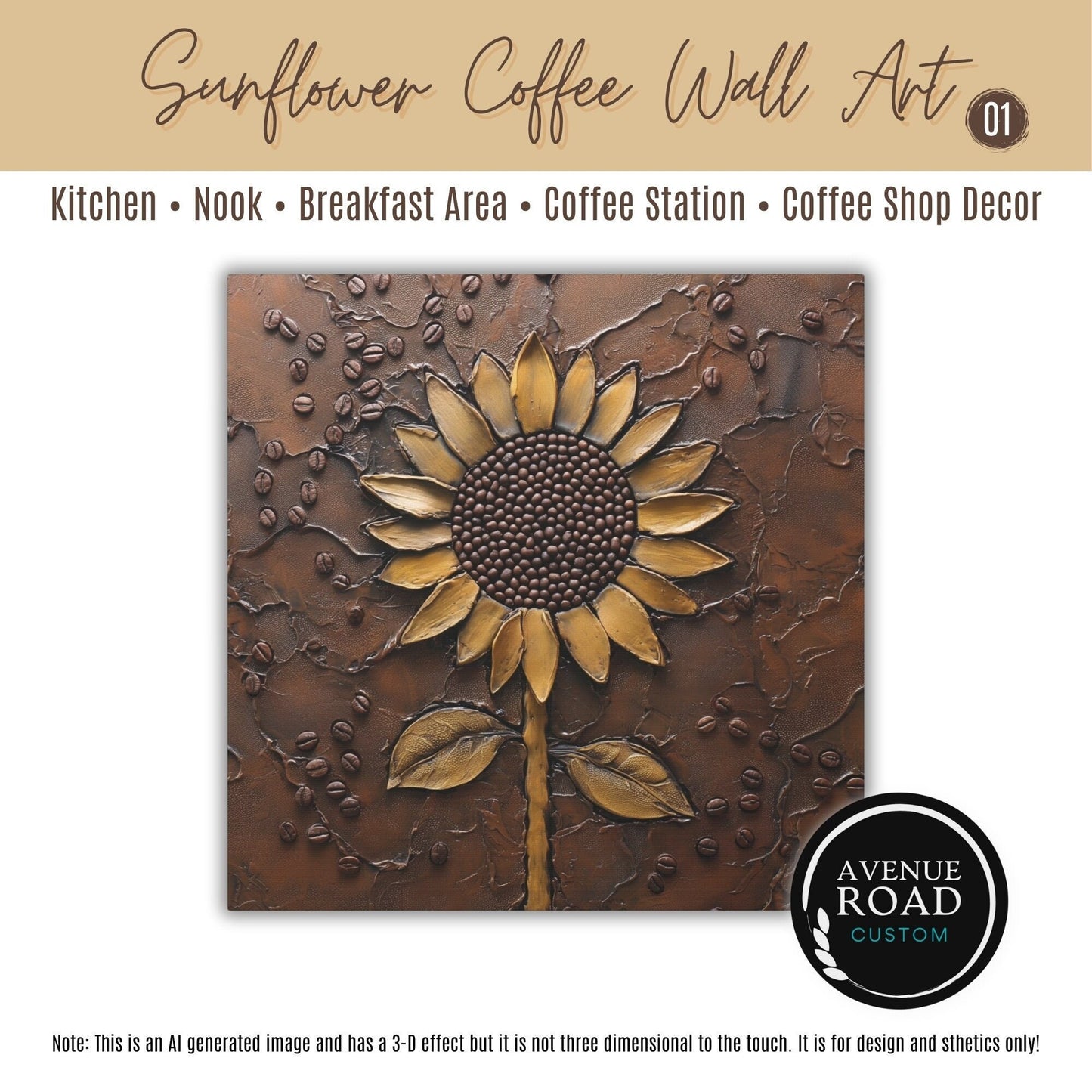 Sunflower Coffee Bean Wall Art_Kitchen Decor