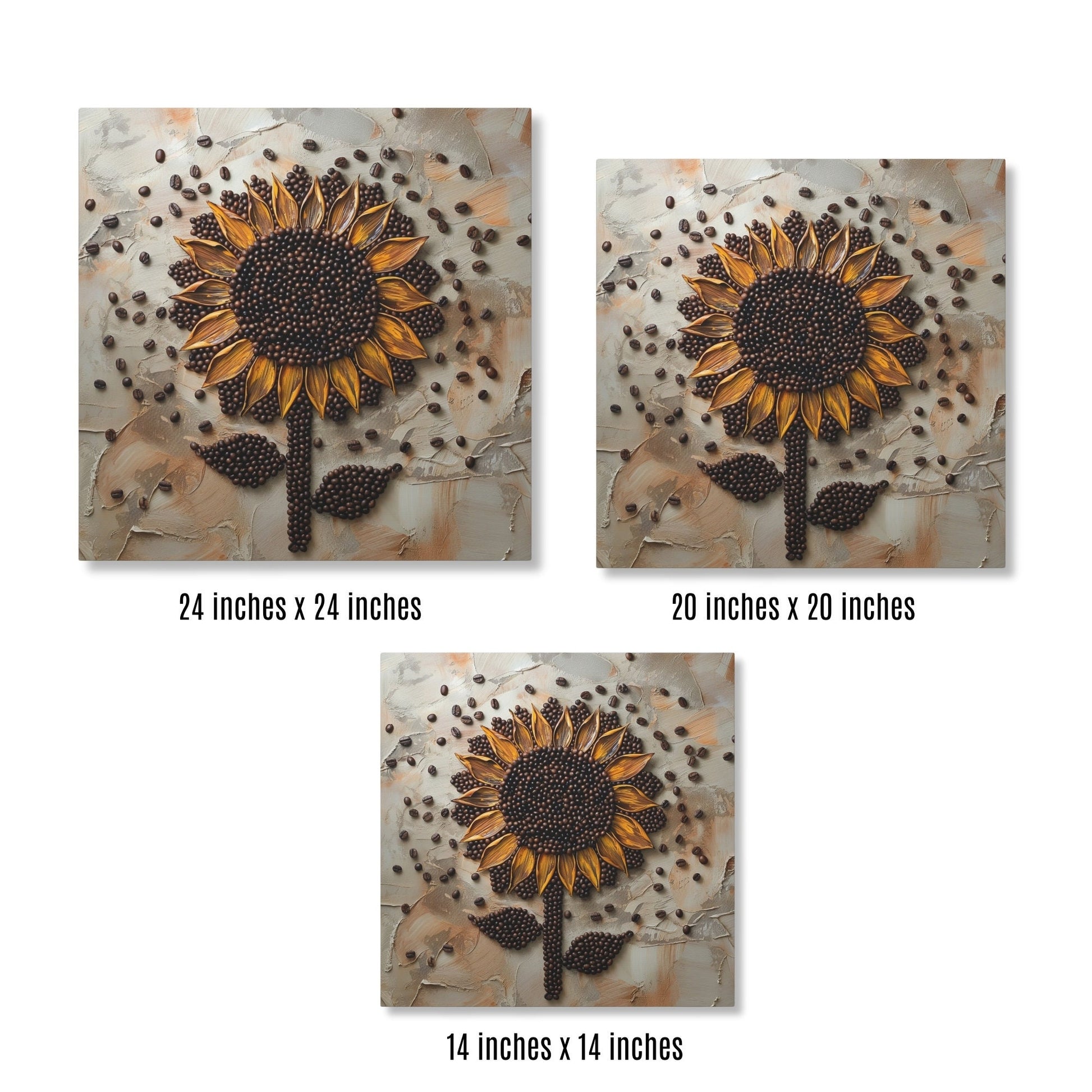 Sunflower Coffee Bean Wall Art_Size Chart