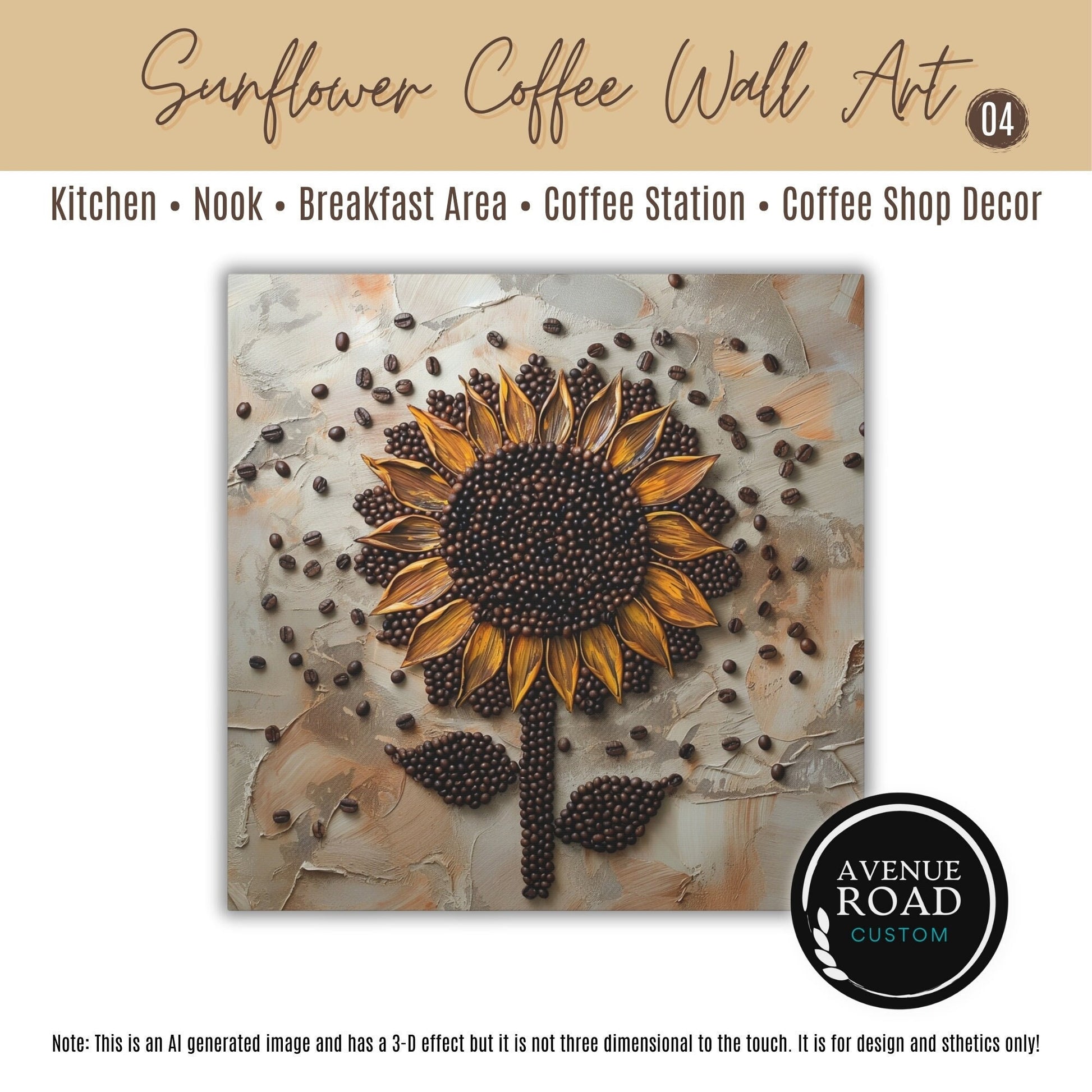 Sunflower Coffee Bean Wall Art_Kitchen Art