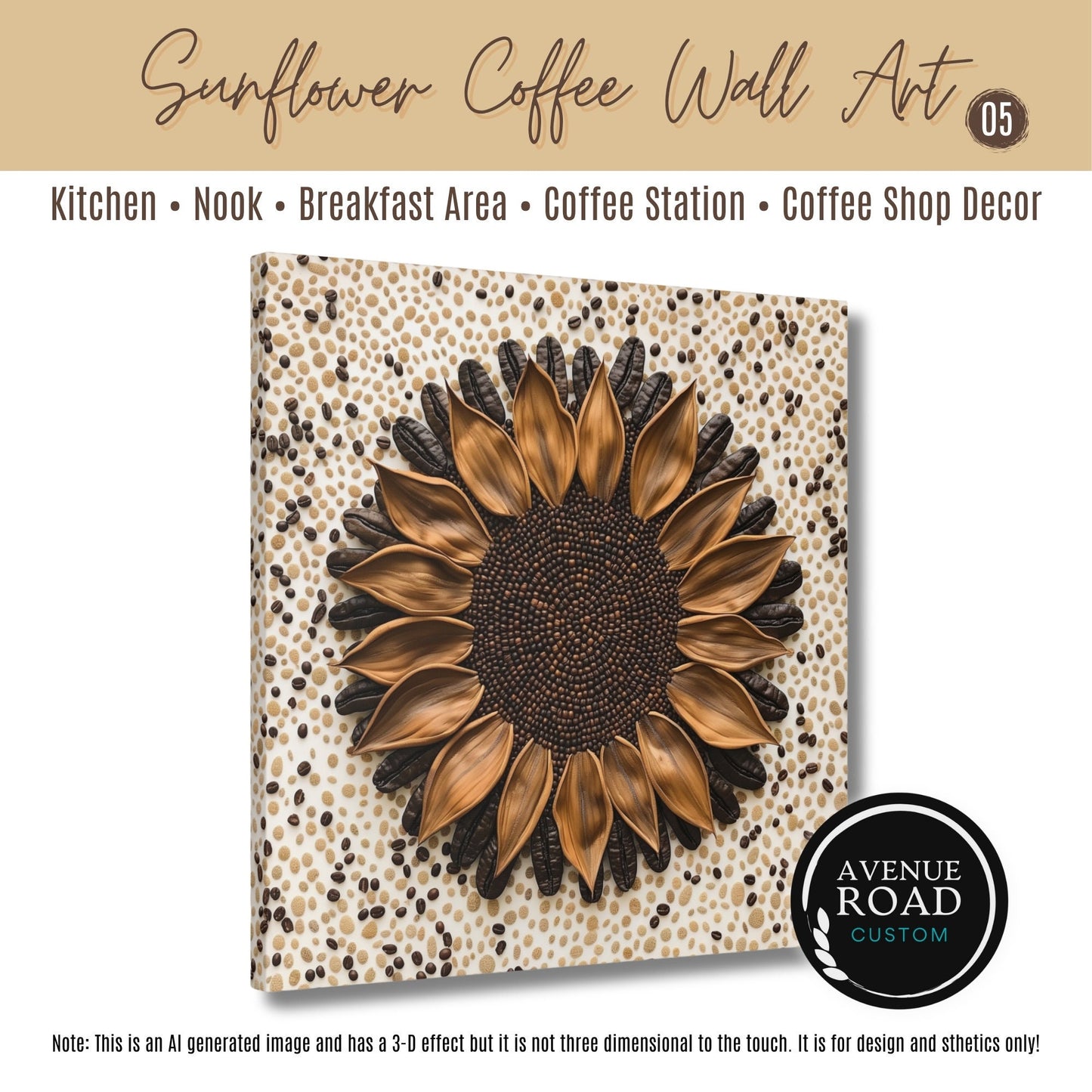 Sunflower Coffee Bean Wall Art_Coffee Bar Station Art