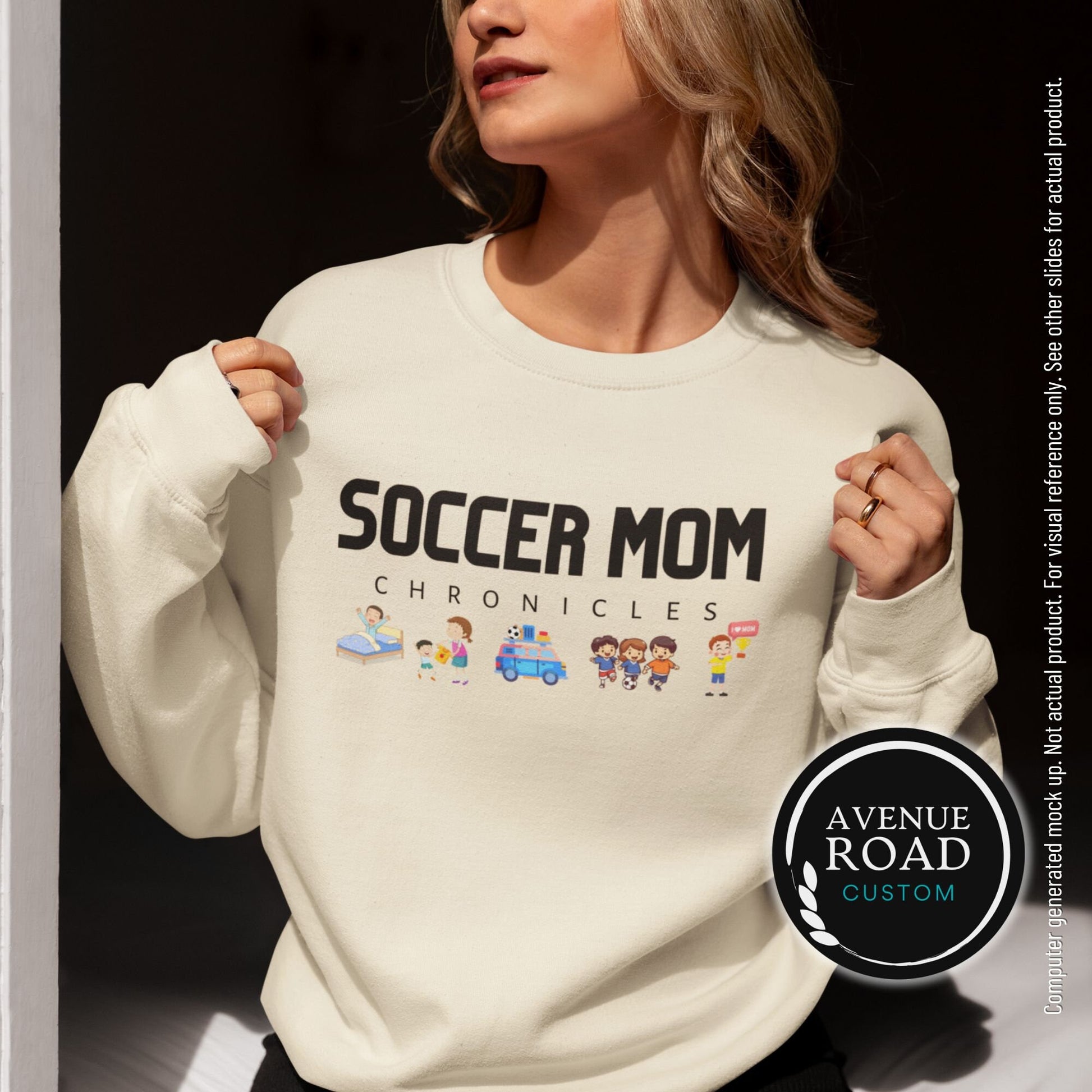 Soccer Mom Sweatshirt_Sand Female  Model