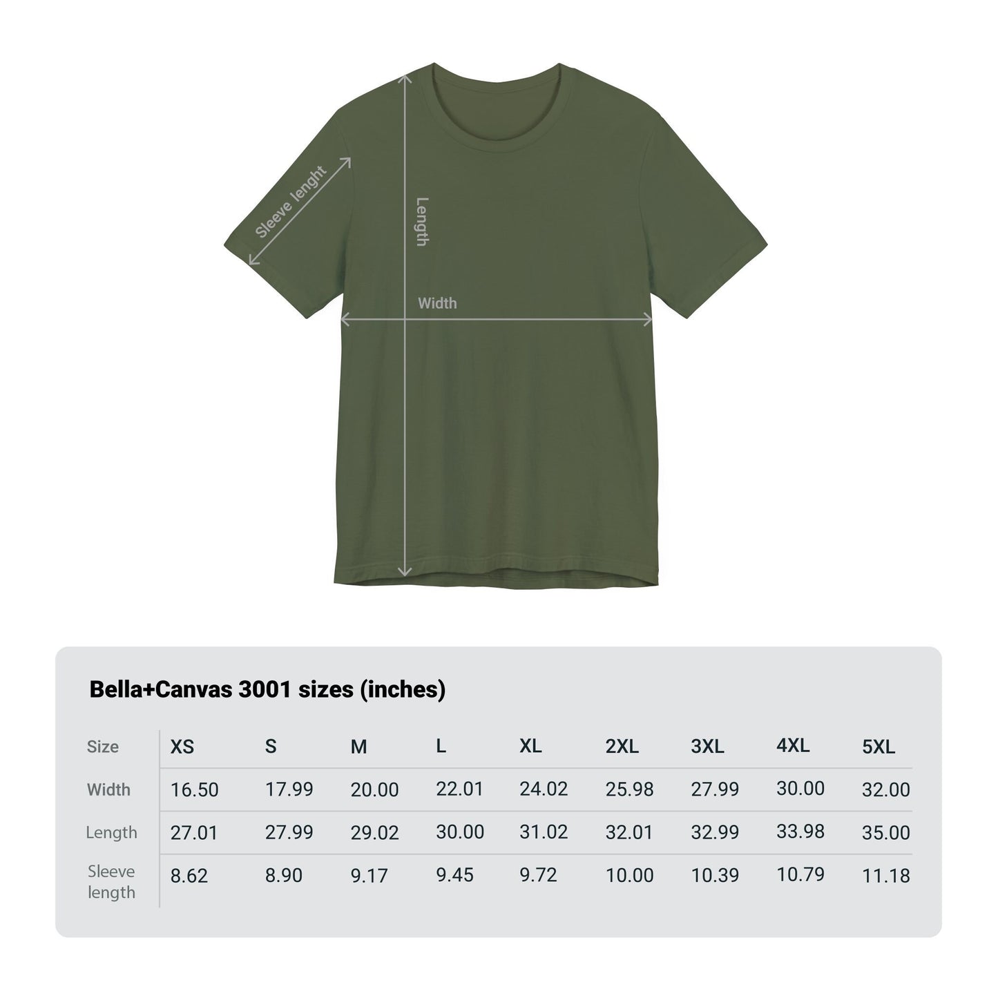 Motivator, Optimist, Mentor Tee Shirt_Size Chart