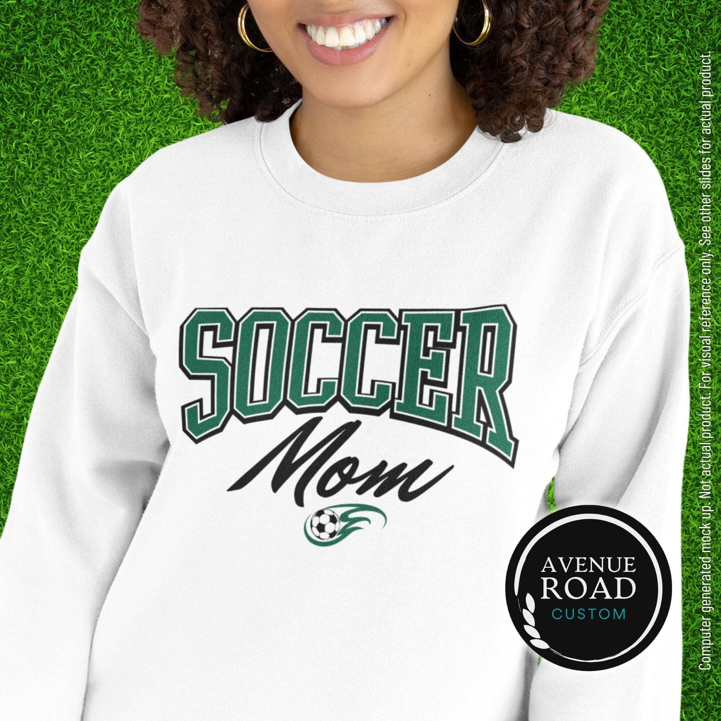 Soccer Mom Varsity Sweatshirt_White Model Mockup