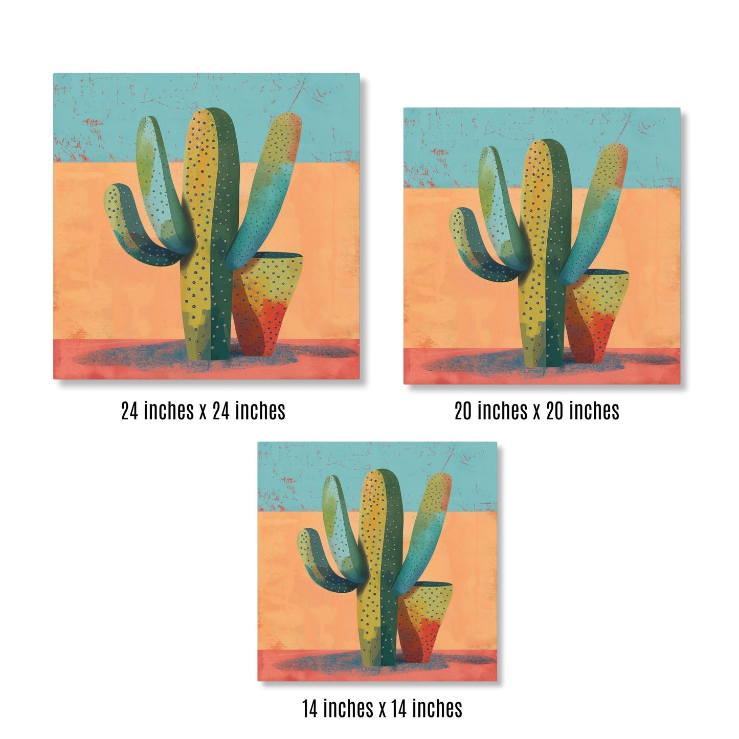 Whimsical Colorful Cactus Wall Art_Size Chart