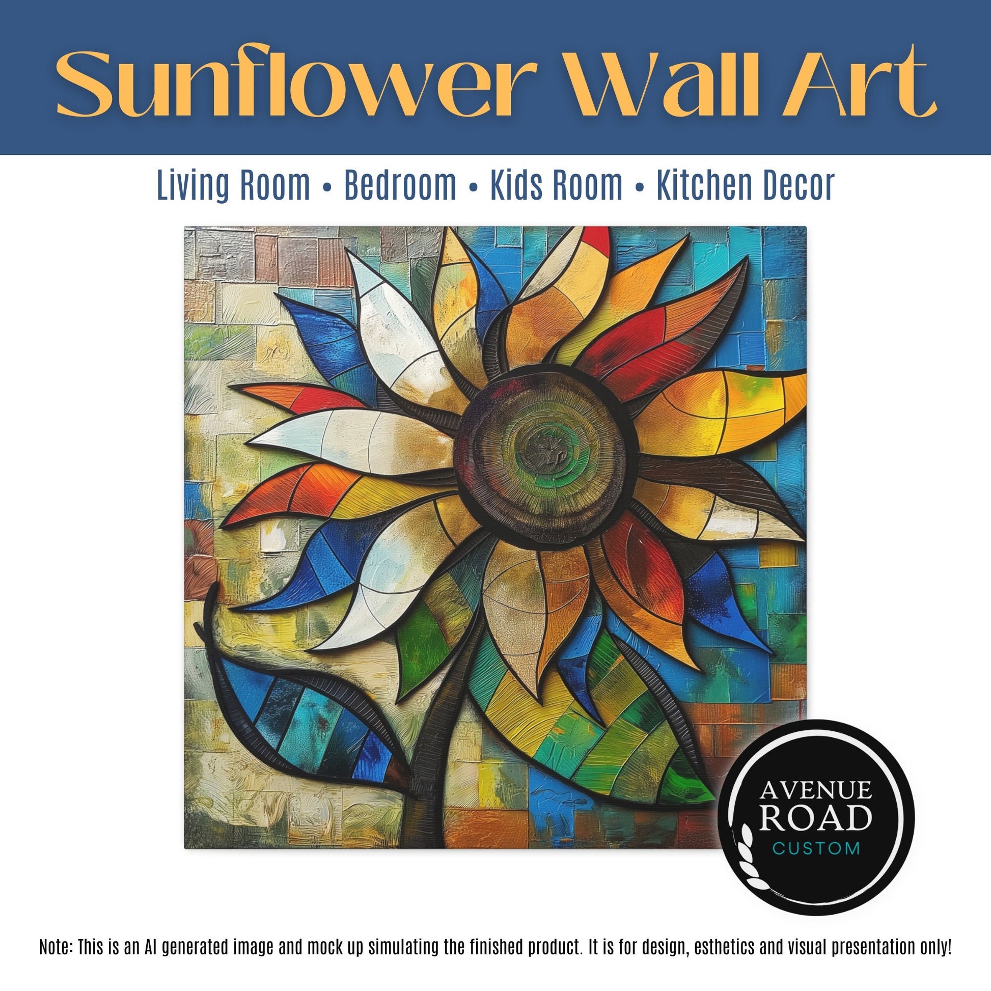 Sunflower Colorful Wall Art_Living Room Art