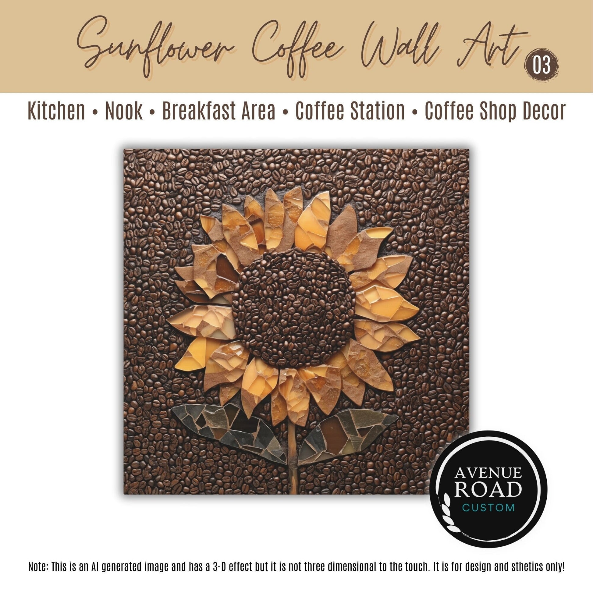 Sunflower Coffee Bean Wall Art_Coffee Shop Decor