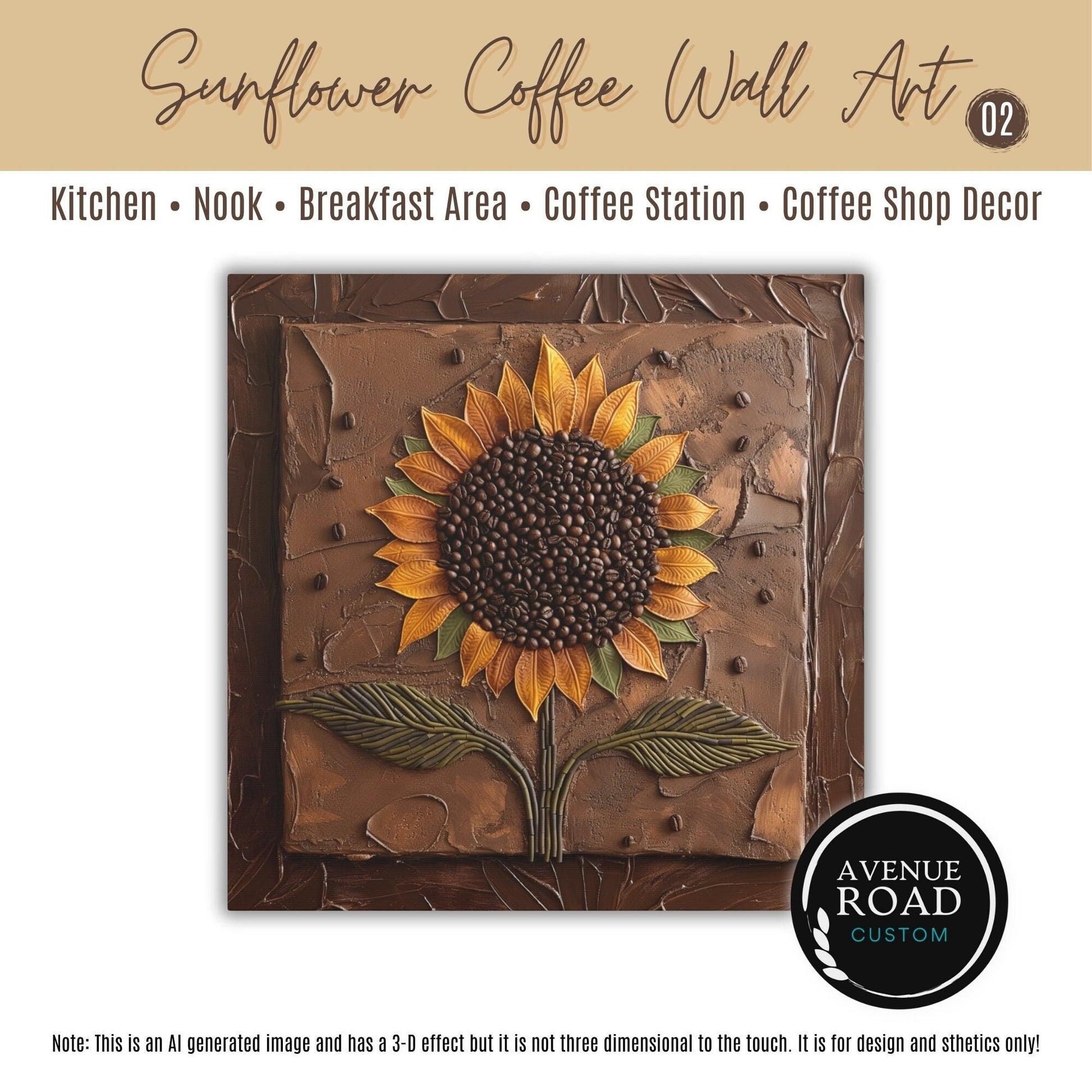 Sunflower Coffee Bean Wall Art_Coffee Bar Decor