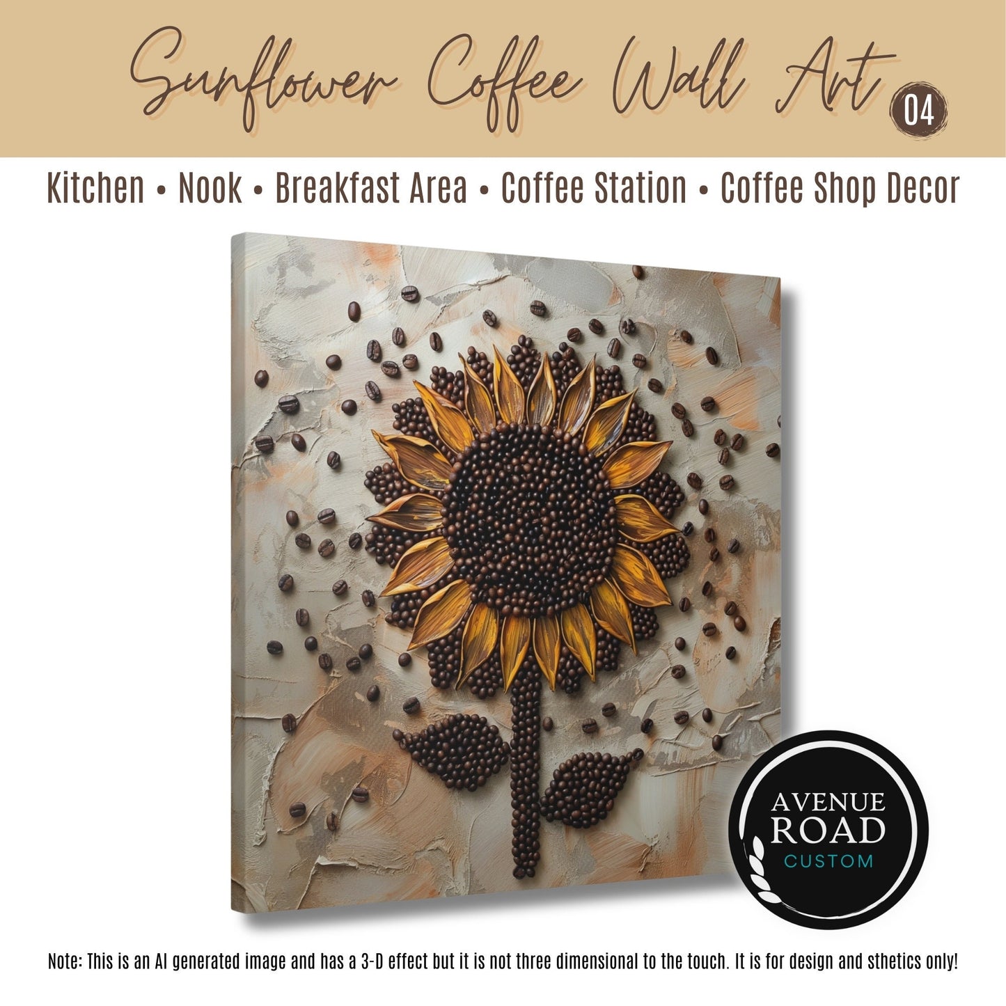 Sunflower Coffee Bean Wall Art_Coffee Bar Art