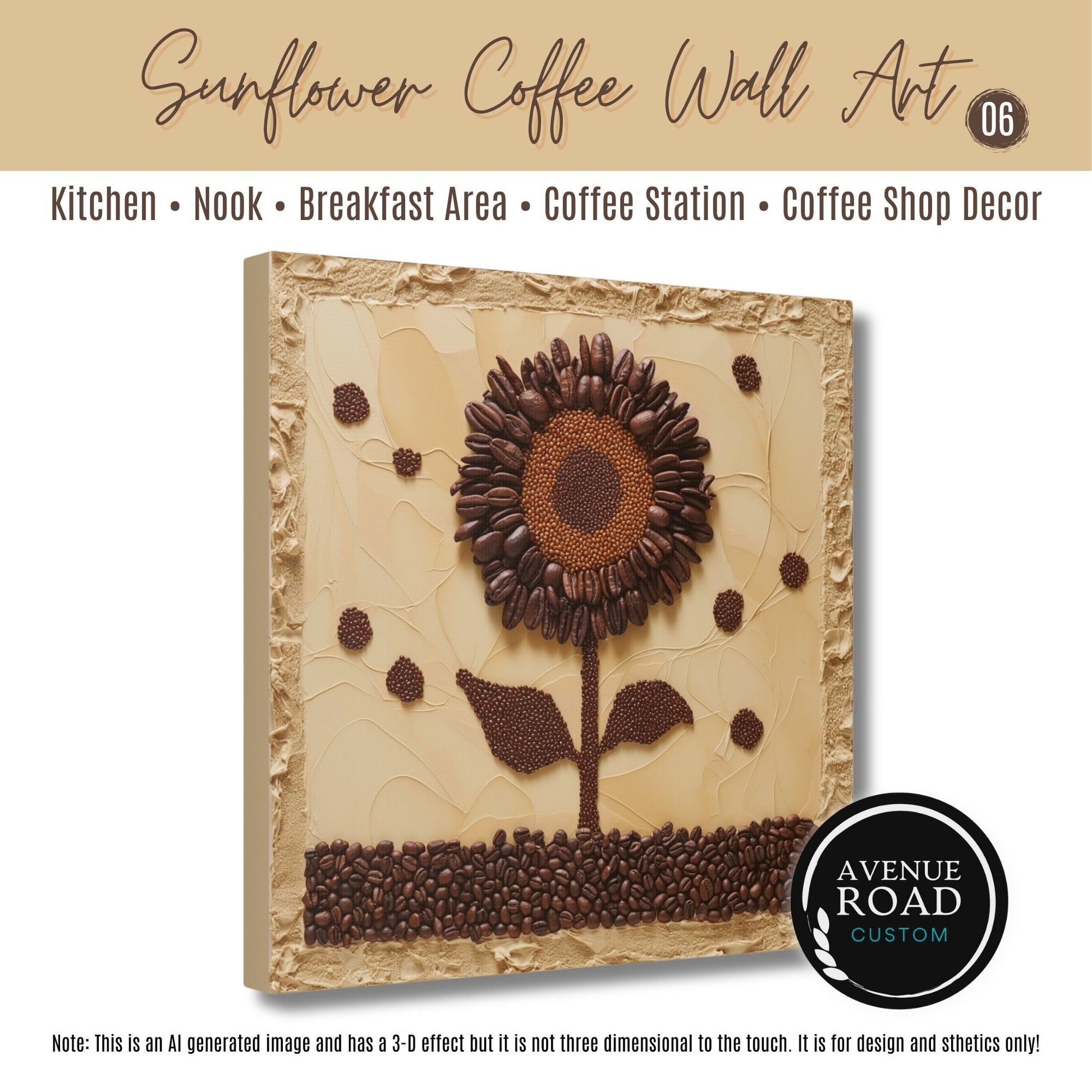 Sunflower Coffee Bean Wall Art_Coffee Bar Decor