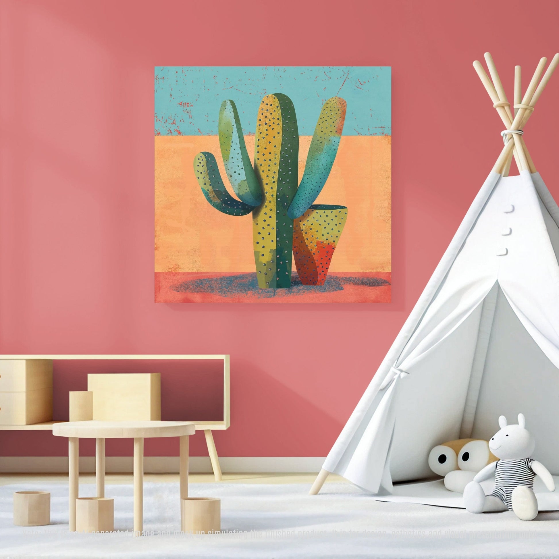 Whimsical Colorful Cactus Wall Art_Kids Play Room