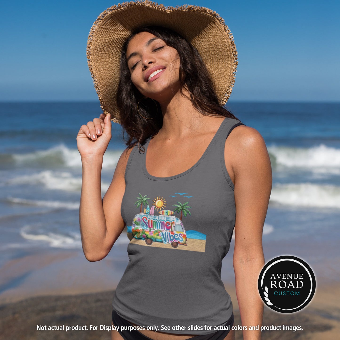 Summer Vibes Beach Tank Top_Athletic Heather Top