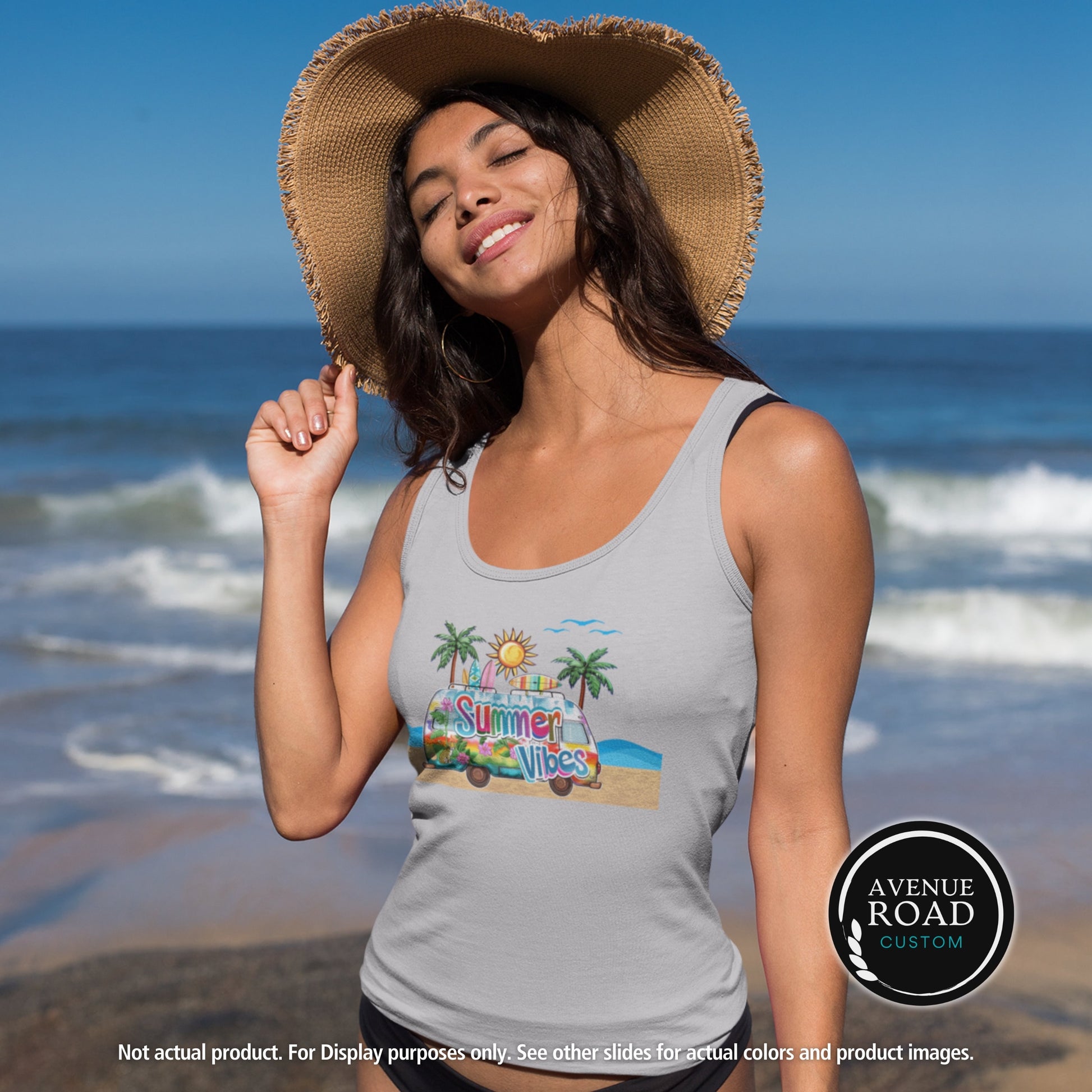 Summer Vibes Beach Tank Top_Silver Top