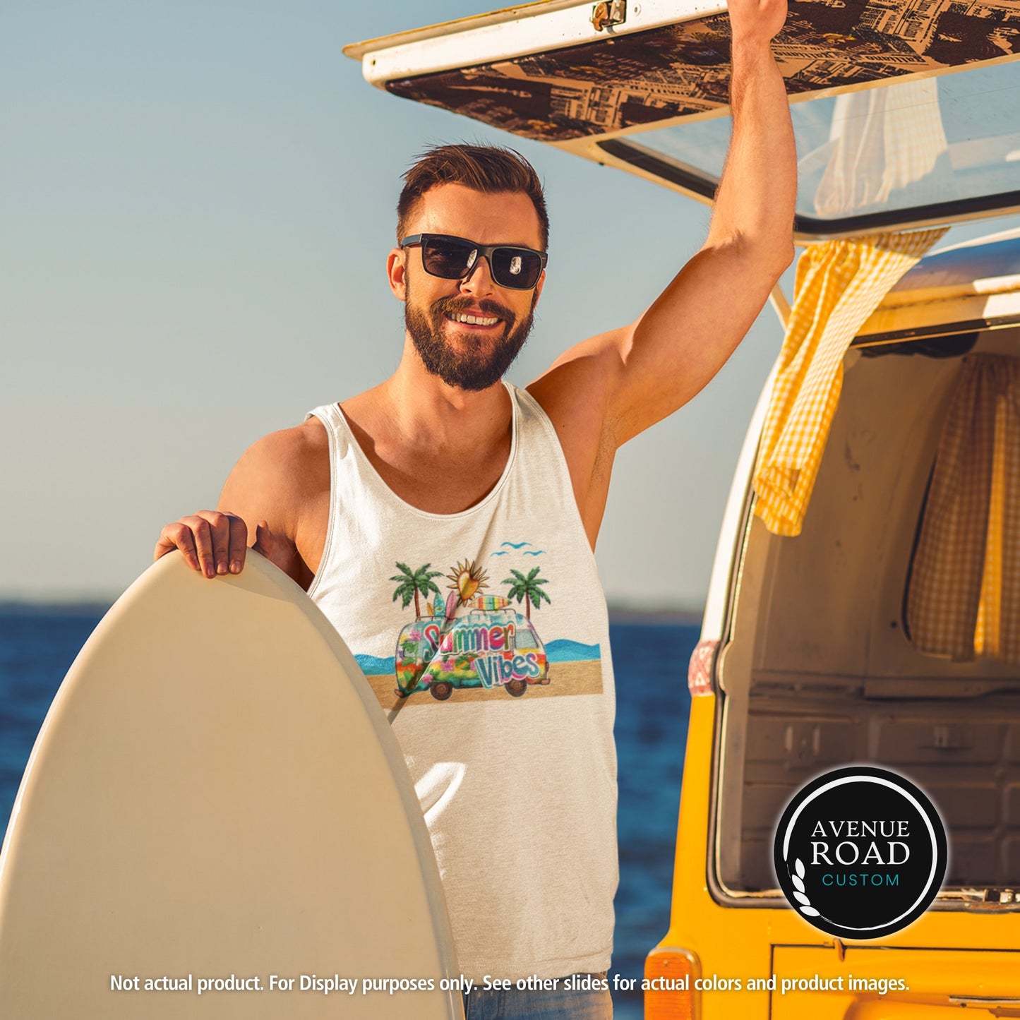 Summer Sports Tank Top_Male Model Surf Board