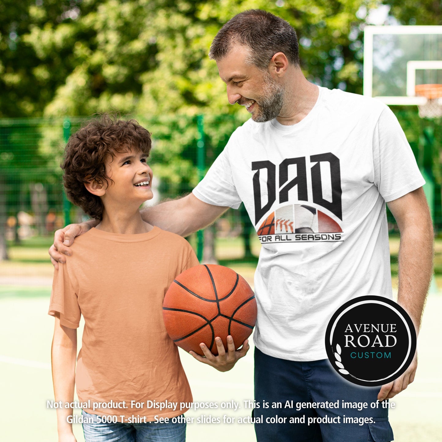 'A Dad For All Seasons' Colorful T-Shirt_Dad and Son