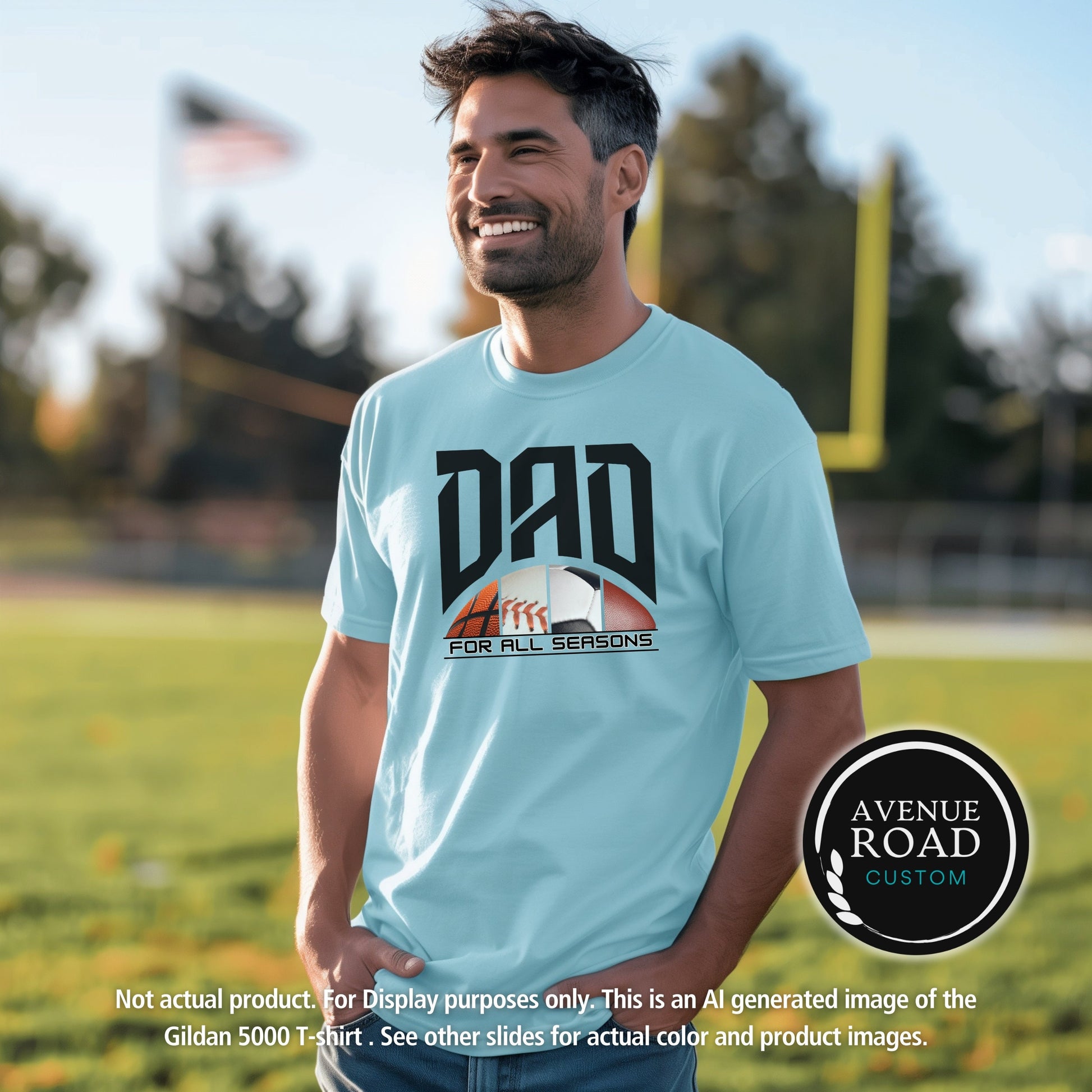 Dad Tribute Colorful T-Shirt_Light Blue