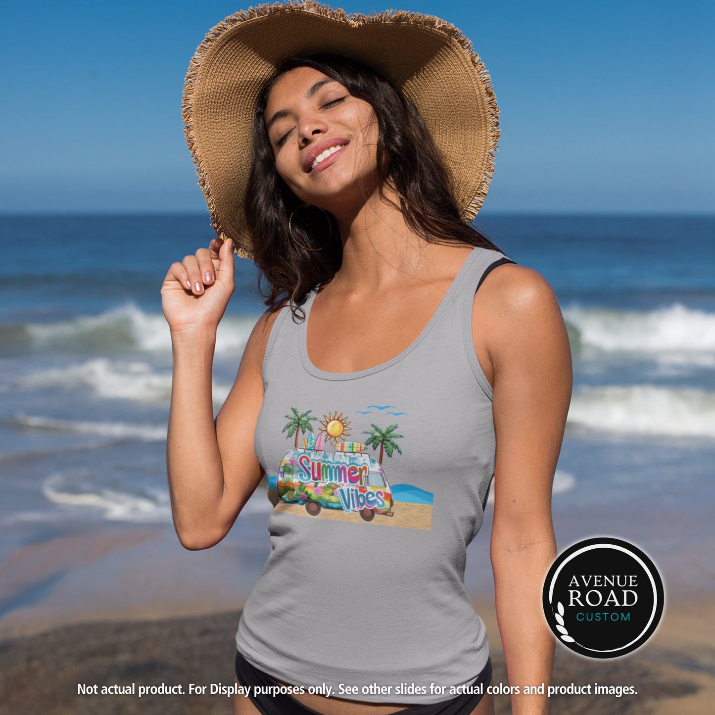 Summer Vibes Beach Tank Top_Athletic Grey top