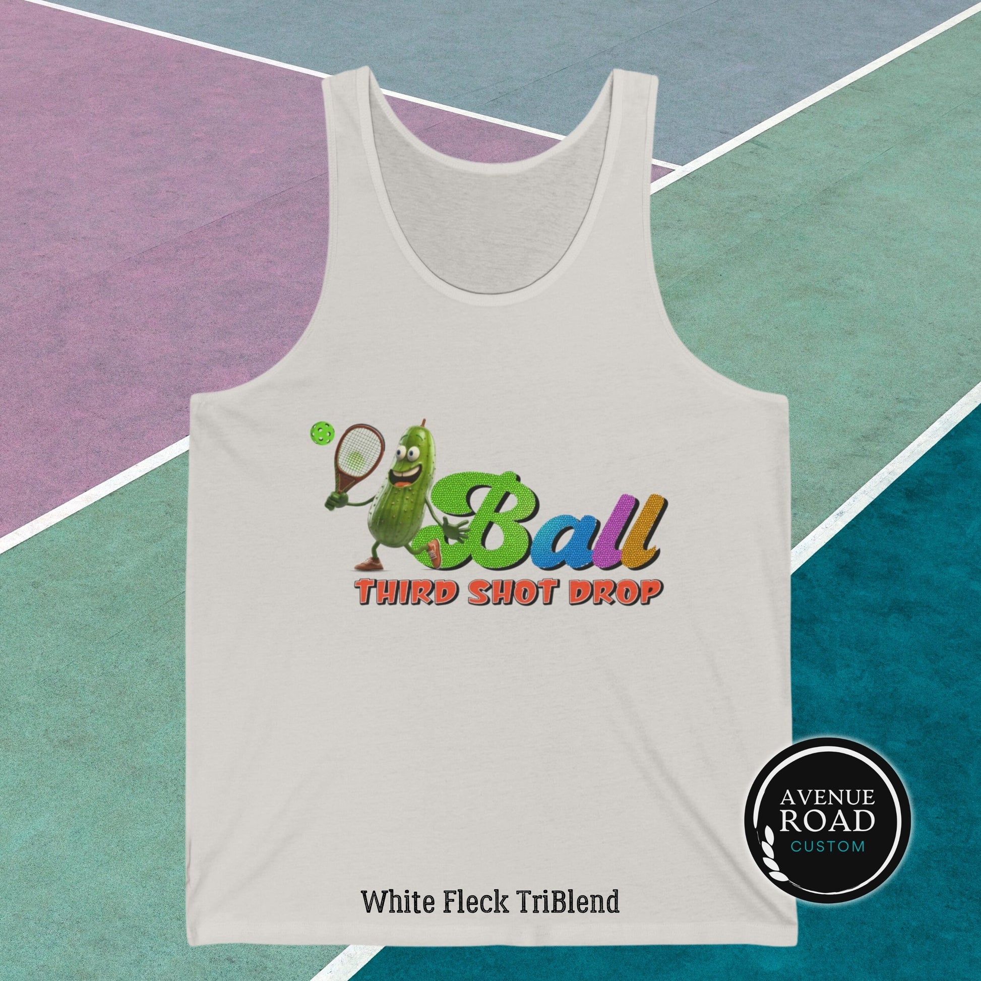 Pickle Ball Tank Top_White Fleck Triblend